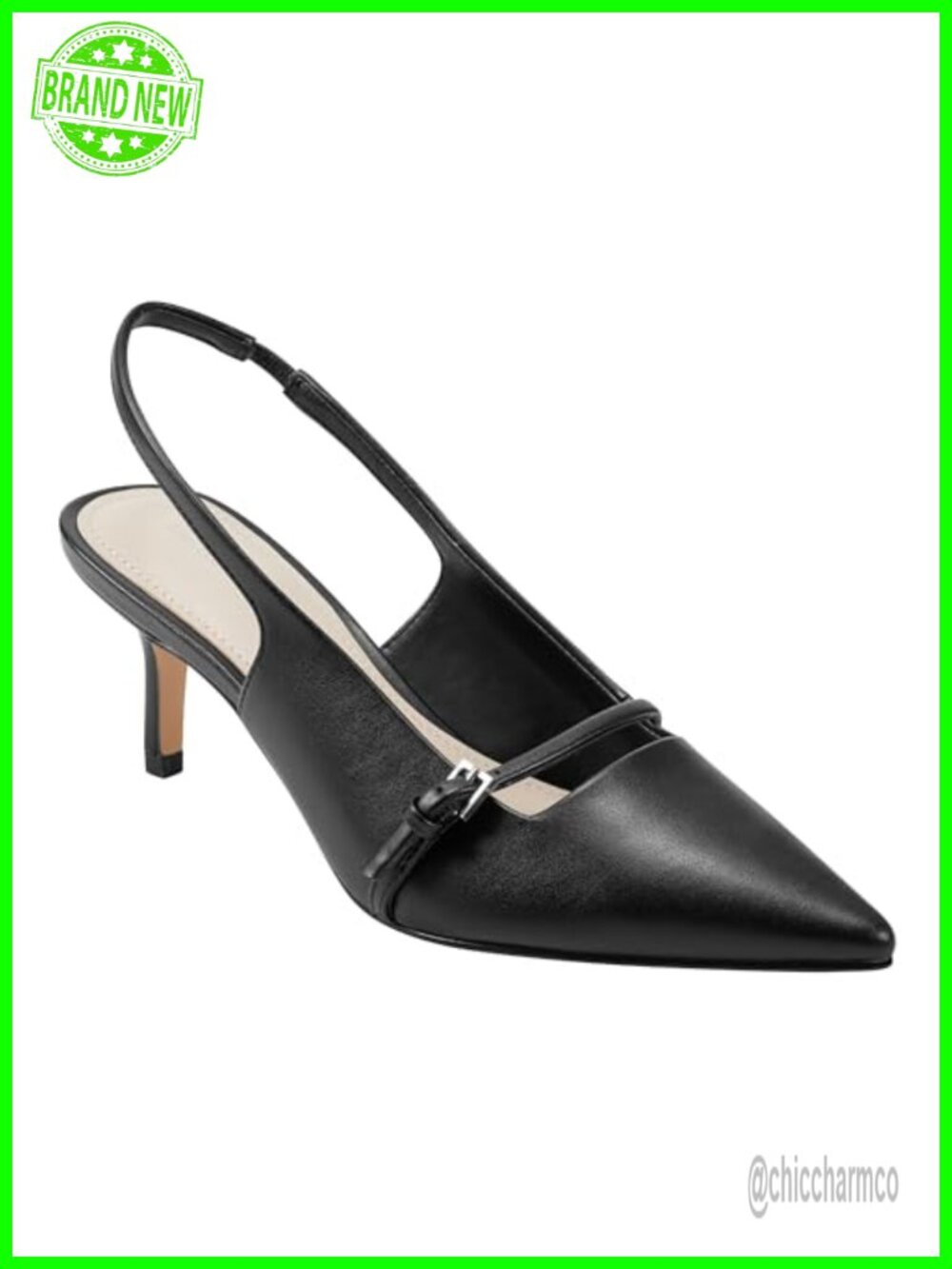 Marc Fisher Alorie Faux Leather Kitten Heel Slingback Pumps